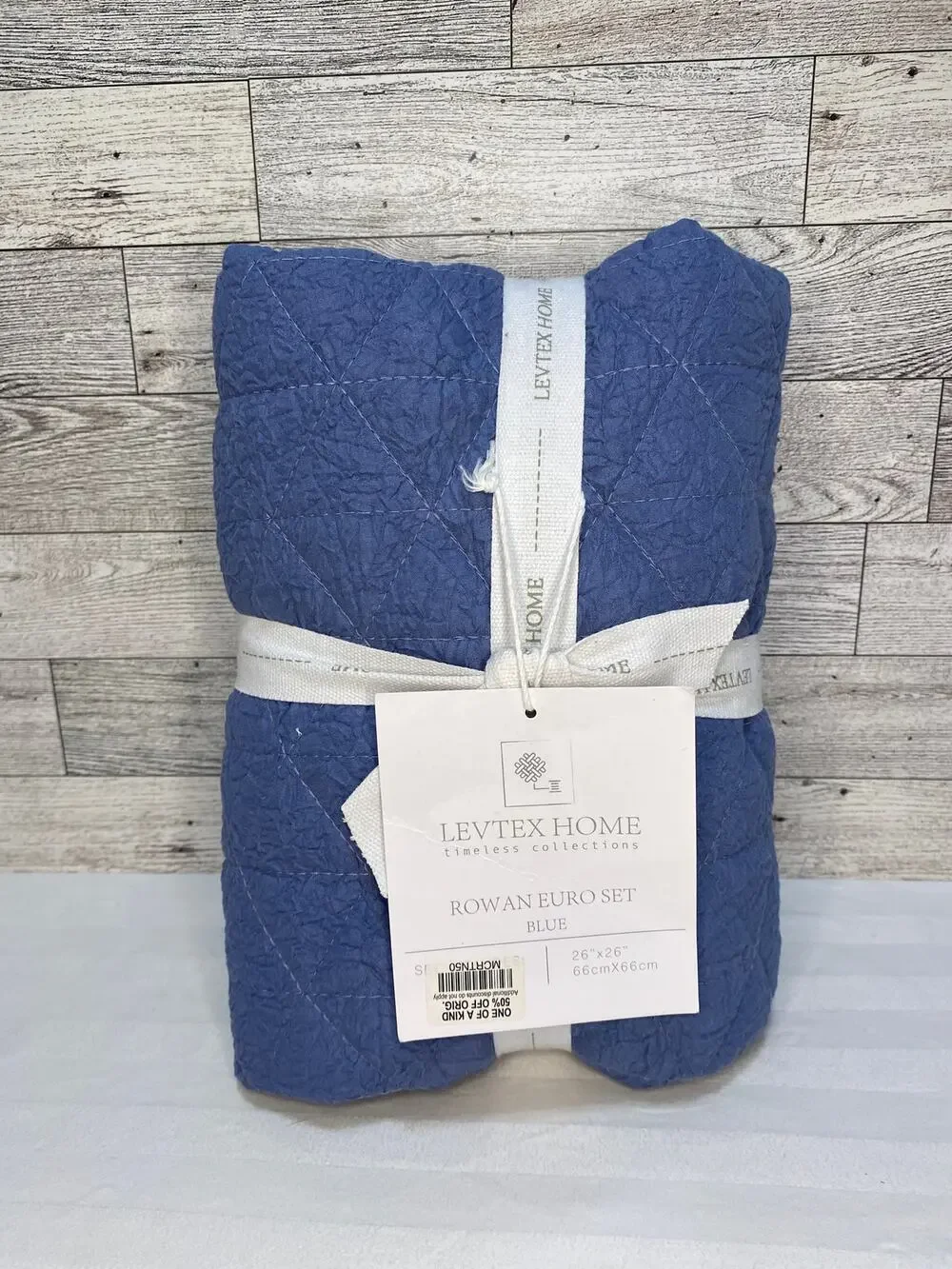 Levtex Home Rowan Euro Sham Set 2 Blue Quilted 26x26 NWT Bedding